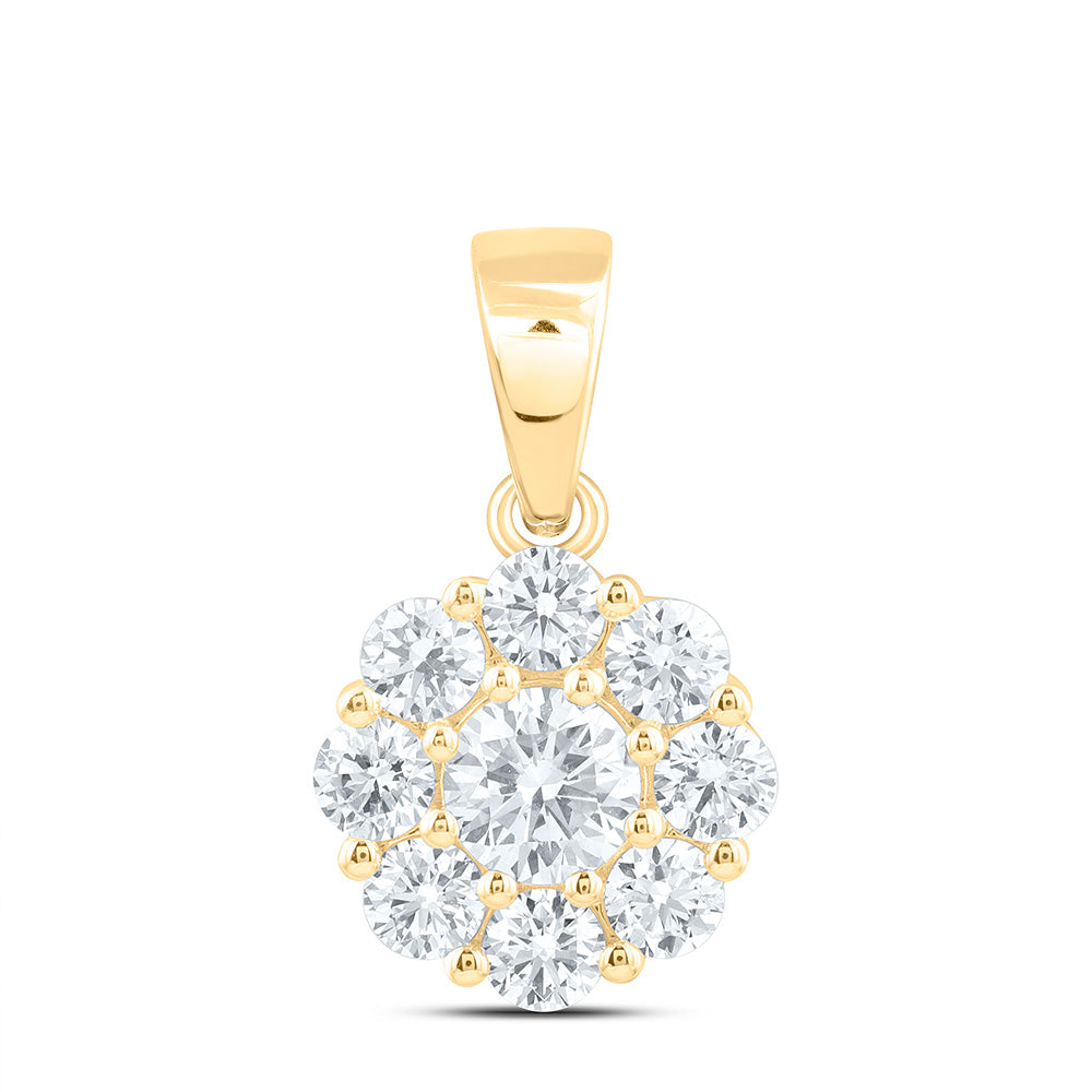 10k Yellow Gold 1.5 CTW Lab Grown Diamond Fashion Flower Pendant