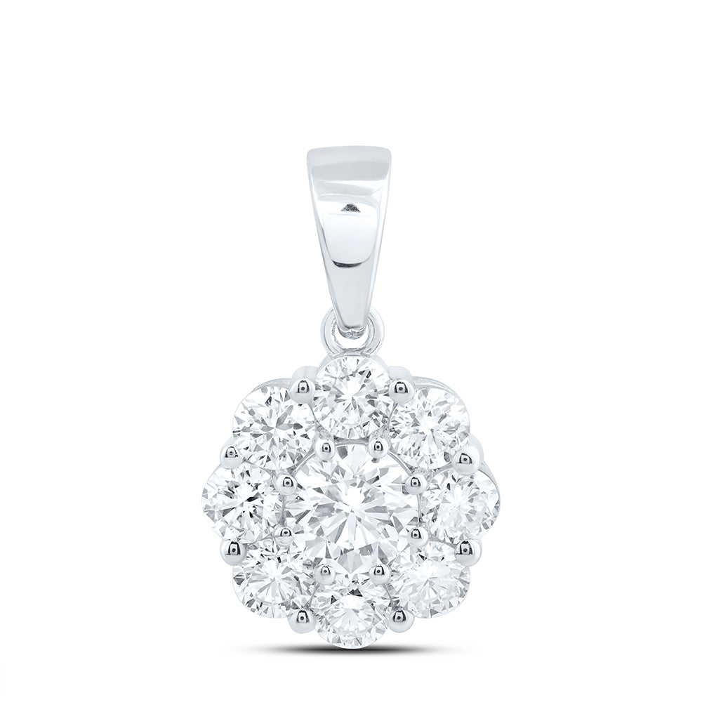 10k White Gold 2 CTW Lab Grown Diamond Fashion Flower Pendant