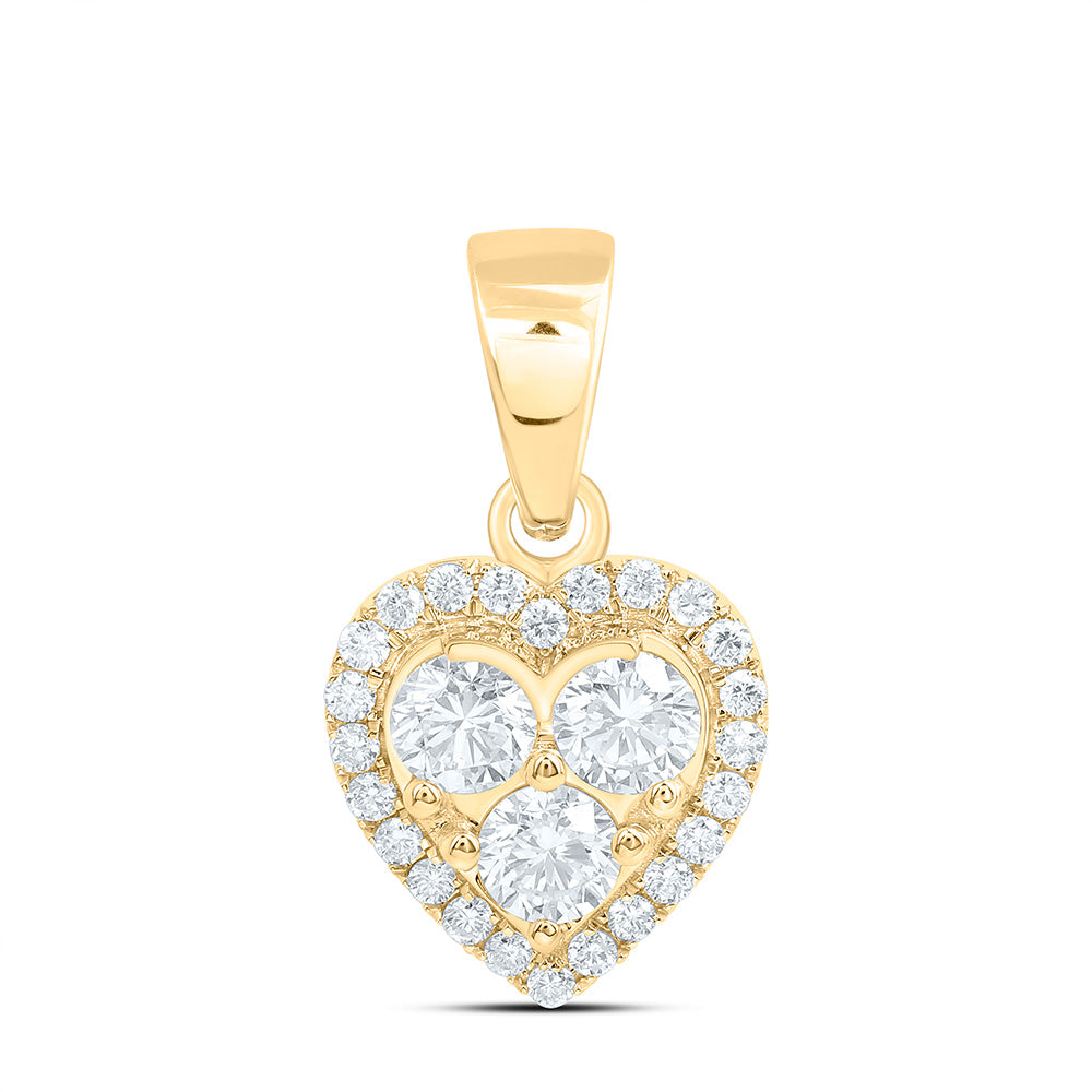 10k Yellow Gold 1 CTW Lab Grown Diamond Fashion Heart Pendant