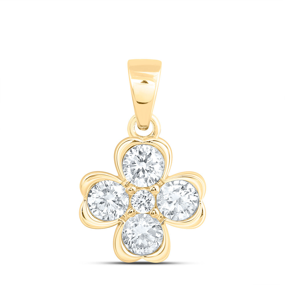 10k Yellow Gold 0.75 CTW Lab Grown Diamond Fashion Clover Pendant