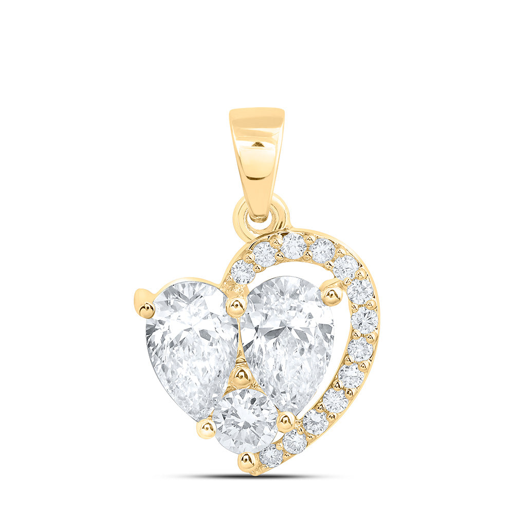 10k Yellow Gold 1.5 CTW Lab Grown Diamond Fashion Heart Pendant