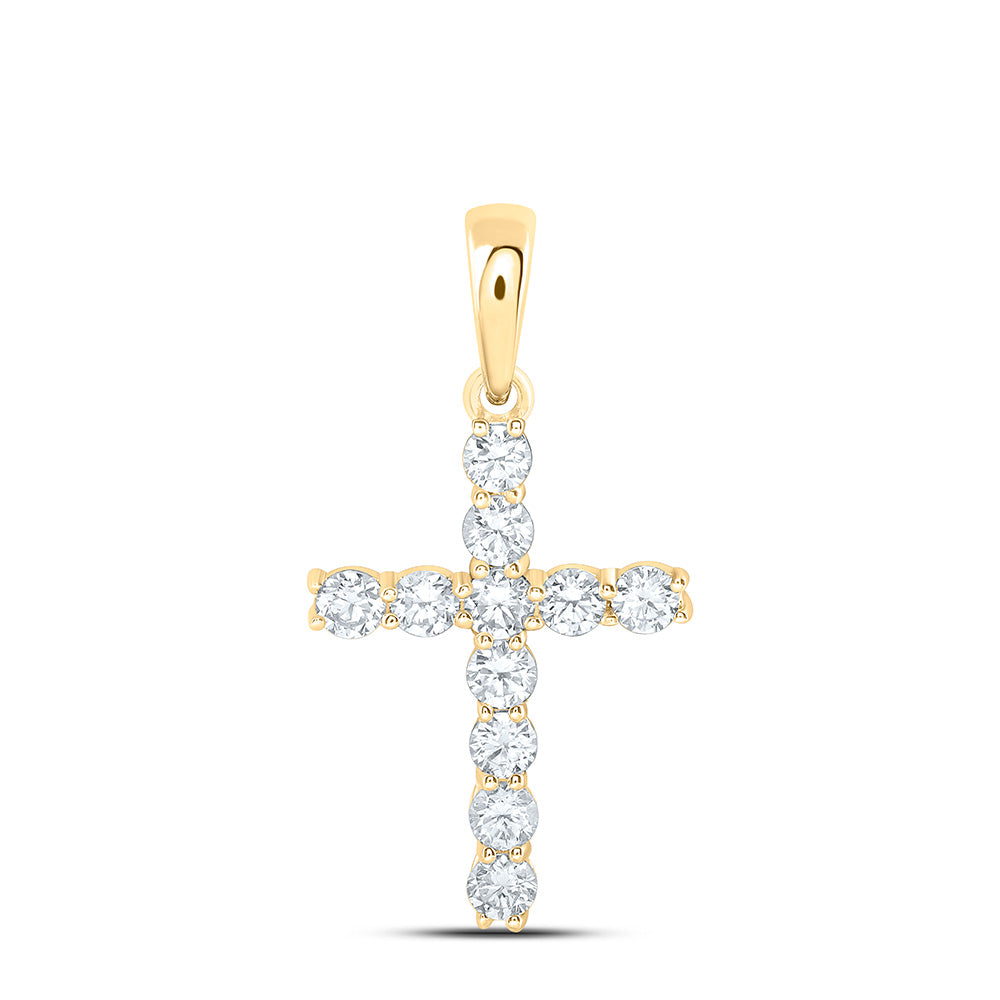 14k Yellow Gold 0.5 CTW Lab Grown Diamond Fashion Cross Pendant