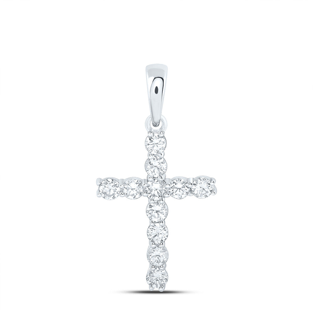 14k White Gold 0.5 CTW Lab Grown Diamond Fashion Cross Pendant