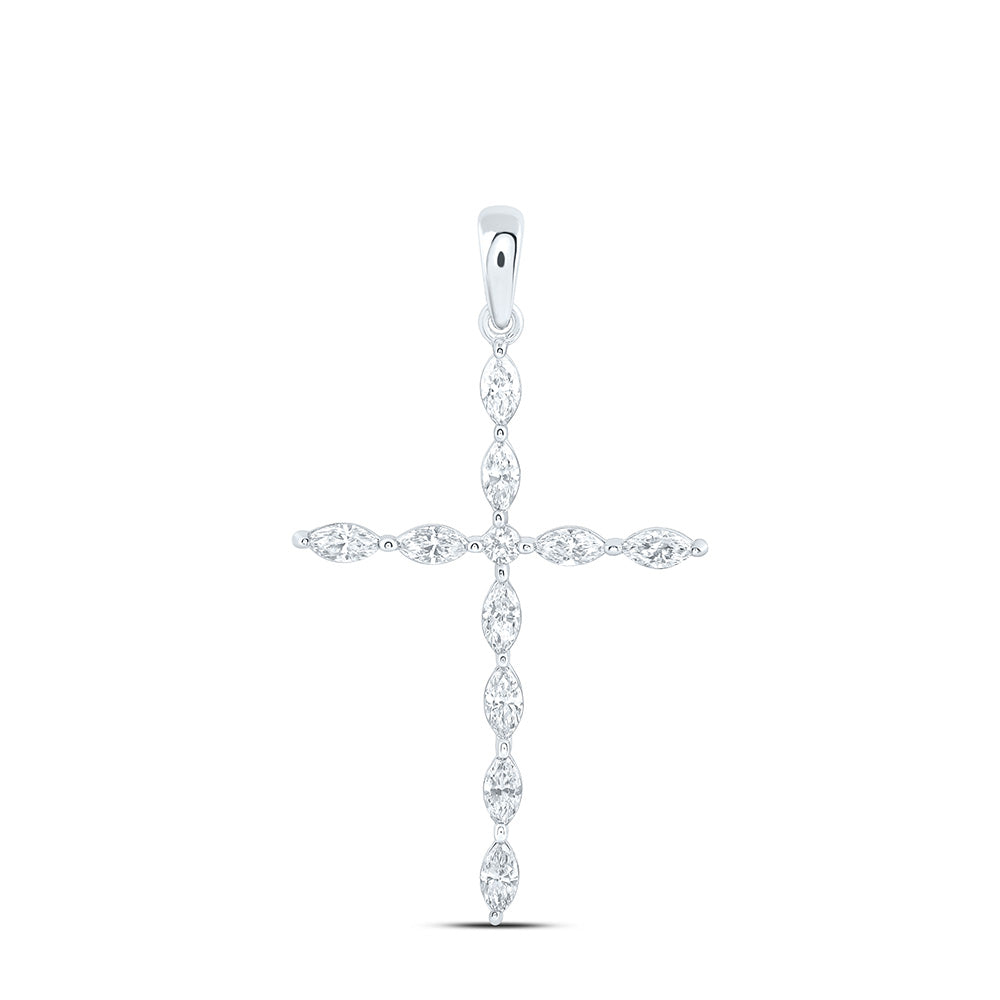 14k White Gold 0.625 CTW Lab Grown Diamond Fashion Cross Pendant