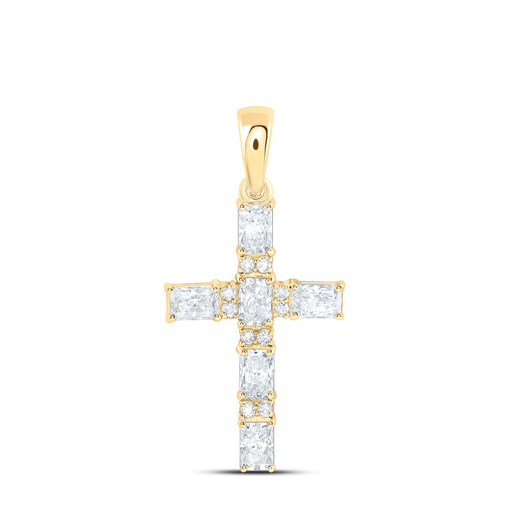 14k Yellow Gold 0.625 CTW Lab Grown Diamond Fashion Cross Pendant