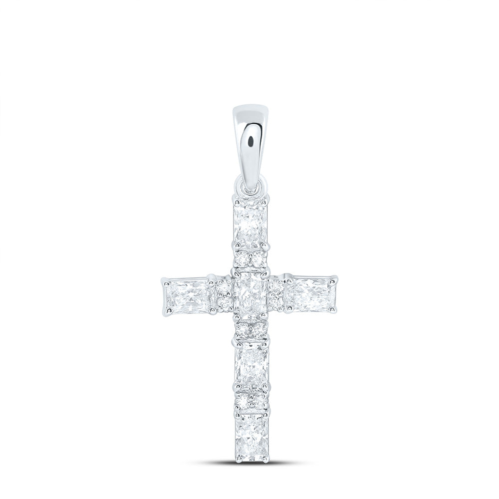 14k White Gold 0.625 CTW Lab Grown Diamond Fashion Cross Pendant