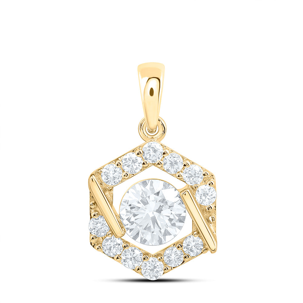 10k Yellow Gold 1.33 CTW Lab Grown Diamond Fashion Hexagon Pendant
