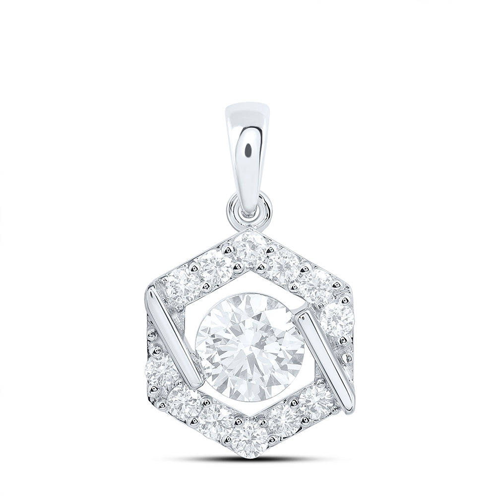 10k White Gold 1.33 CTW Lab Grown Diamond Fashion Hexagon Pendant