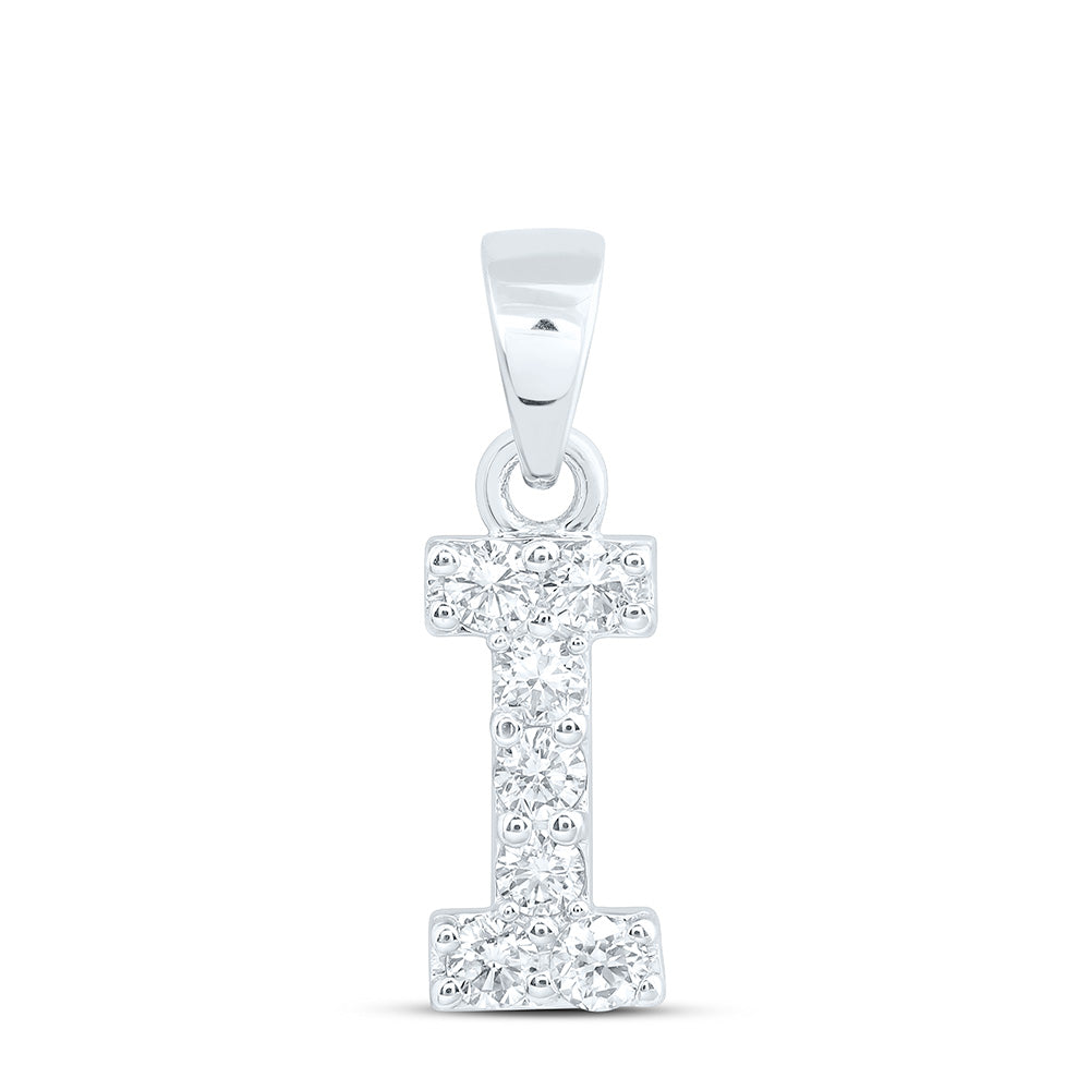 10k White Gold 0.2 CTW Lab Grown Diamond Fashion Initial "I" Pendant