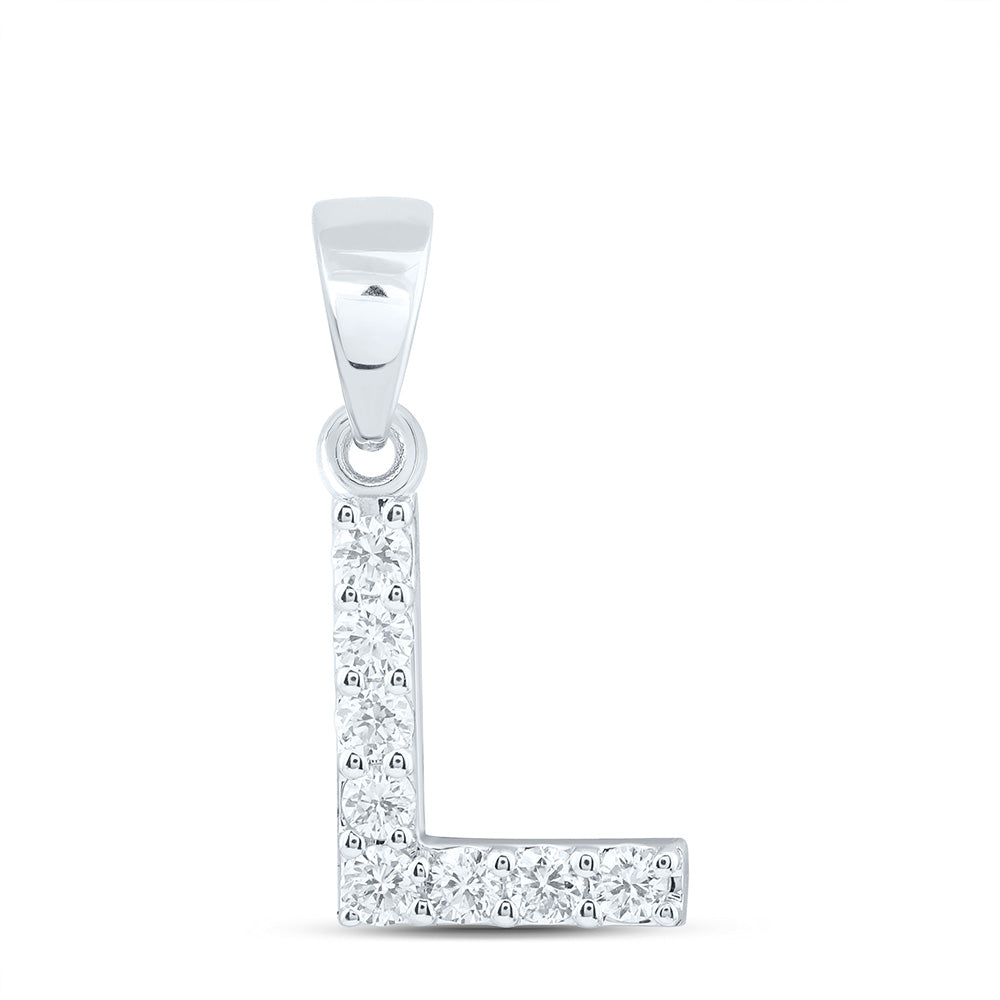 10k White Gold 0.25 CTW Lab Grown Diamond Fashion Initial "L" Pendant