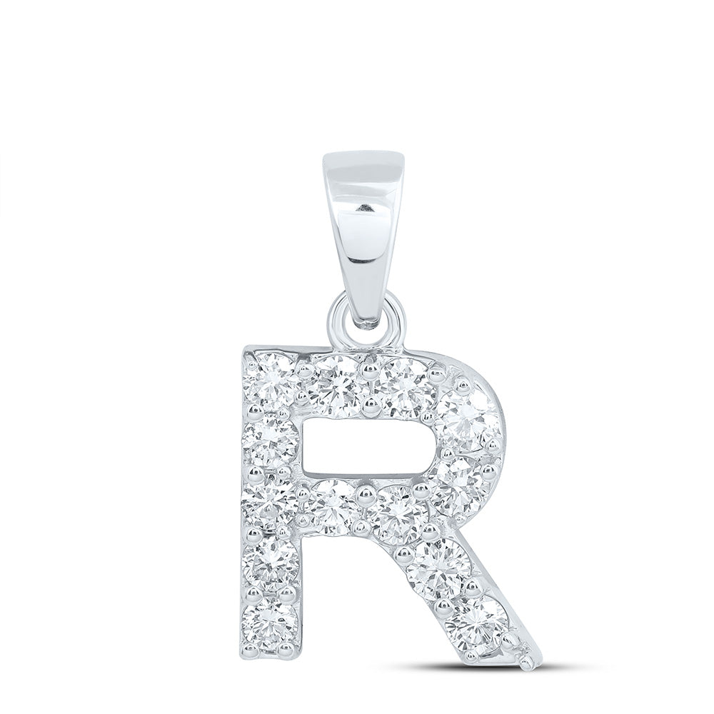 10k White Gold 0.5 CTW Lab Grown Diamond Fashion Initial "R" Pendant