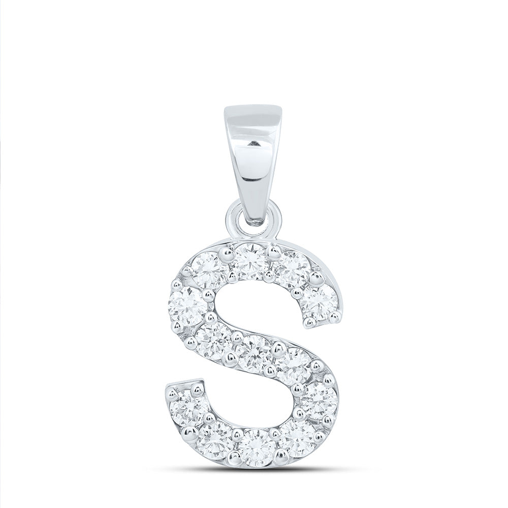 10k White Gold 0.375 CTW Lab Grown Diamond Fashion Initial "S" Pendant