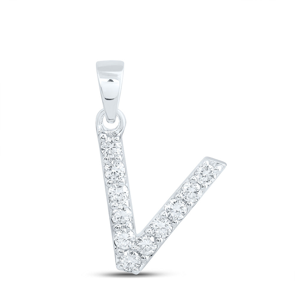 10k White Gold 0.33 CTW Lab Grown Diamond Fashion Initial "V" Pendant