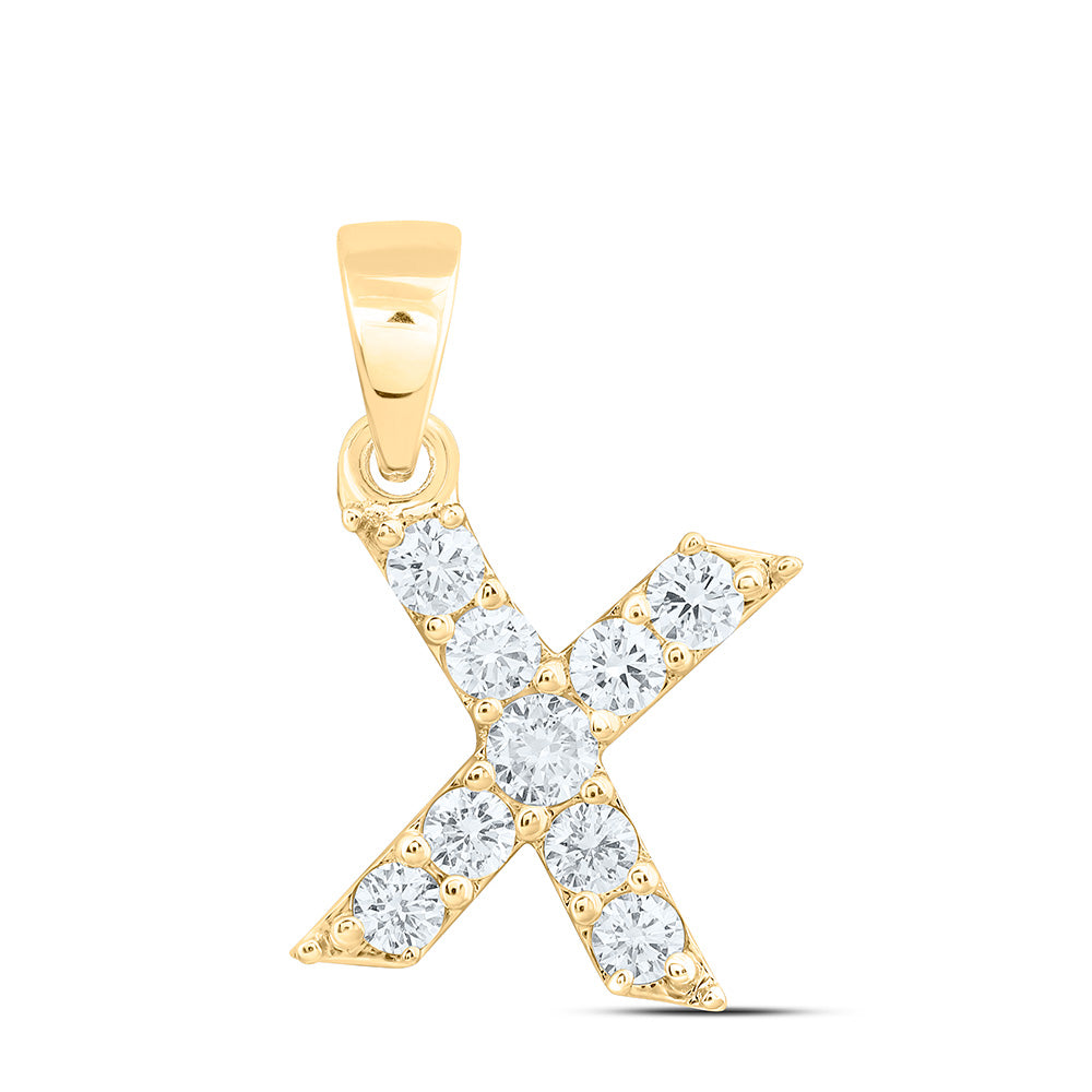 10k Yellow Gold 0.375 CTW Lab Grown Diamond Fashion Initial "X" Pendant