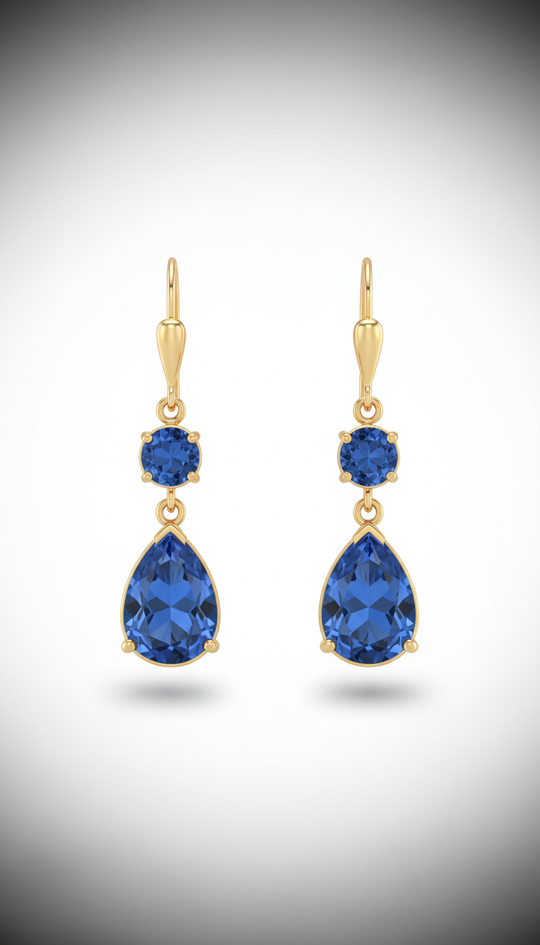Blue Sapphire Drop Earrings
