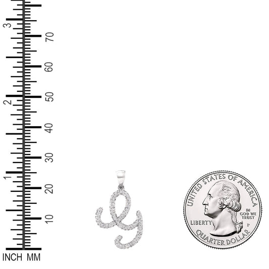 0.15 Ctw Natural Diamond Cursive Initial Letter G Pendant in 10k White Gold