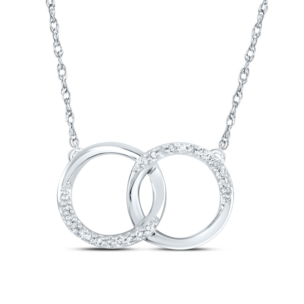 0.1 Ctw Natural Diamond Two Circle Pendant in 10k White Gold