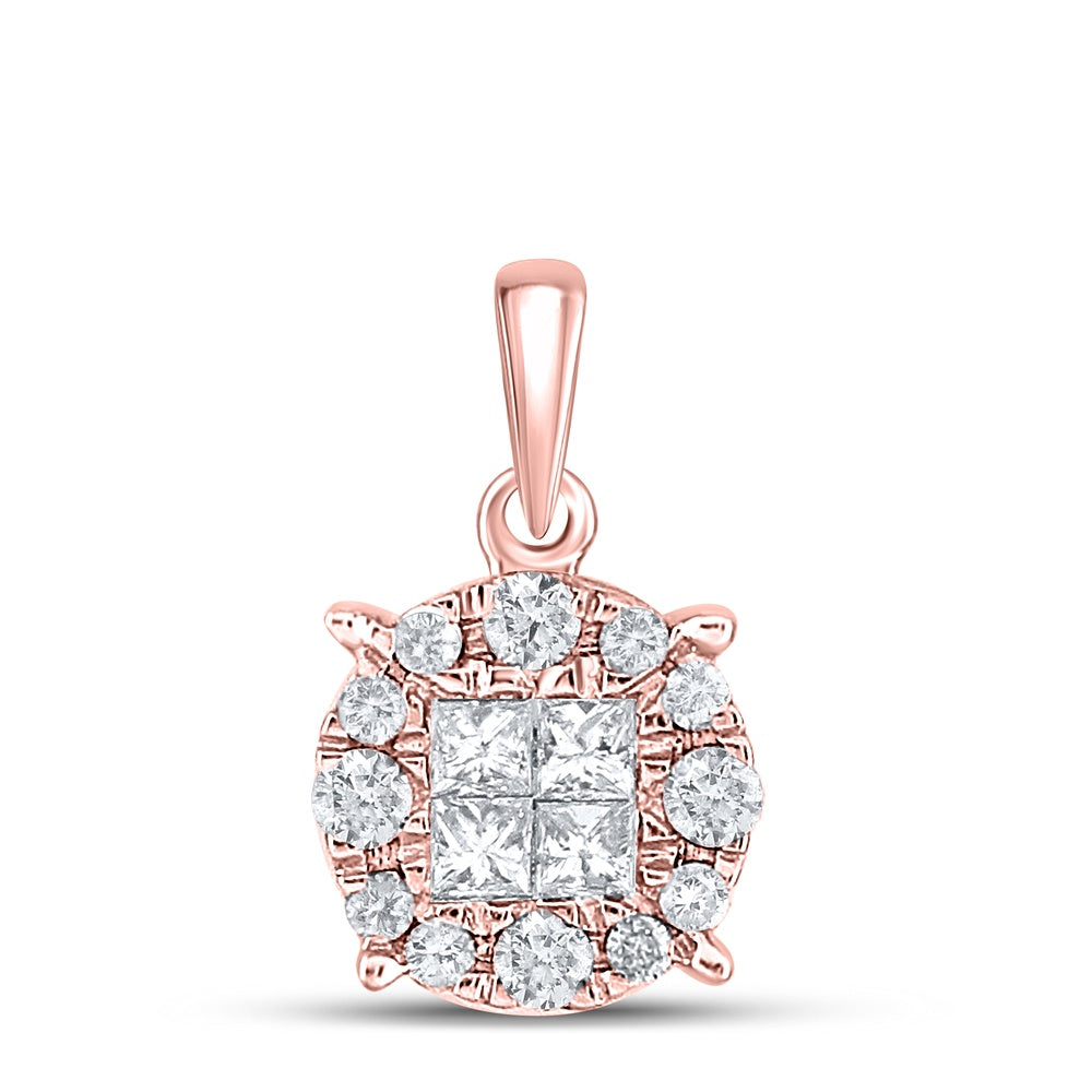 0.25 Ctw Natural Diamond Round Shape Gift Pendant in 14k Rose Gold