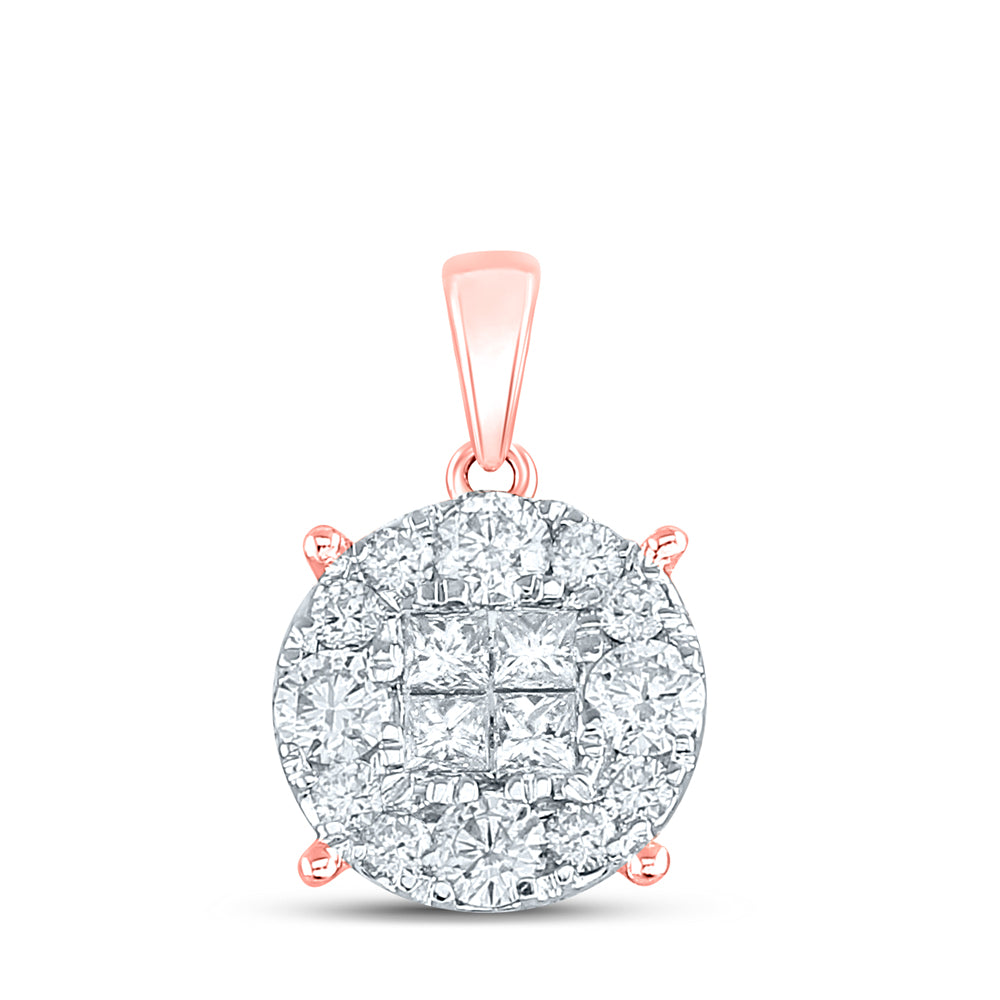1 Ctw Natural Diamond Fashion Gift Round Shaped Pendant in 14k Rose Gold