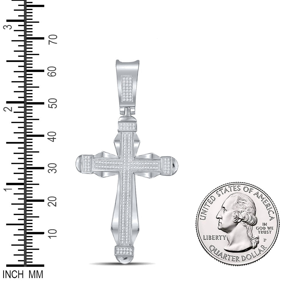 0.5 Ctw Natural Diamond Hiphop Cross Religious Pendant in 10k White Gold