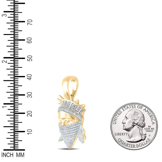 0.62 Ctw Natural Diamond Masked Statue of Liberty Pendant in 10k Yellow Gold