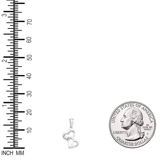 0.15 Ctw Natural Diamond Open Double Heart Pendant in 10k White Gold