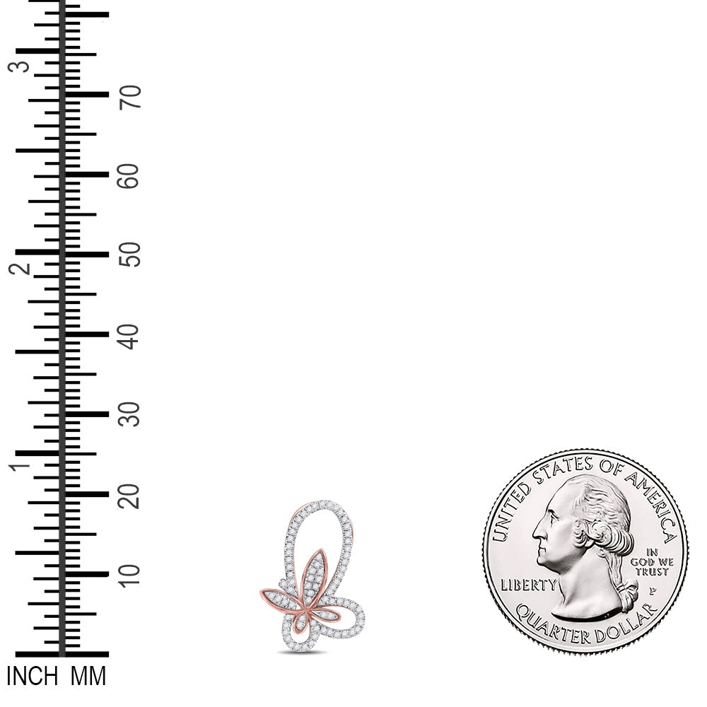 0.25 Ctw Natural Diamond Double Butterfly Pendant in 10k Rose Gold