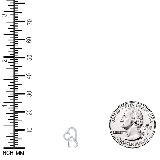 0.1 Ctw Natural Diamond Double Open Overlap Heart Pendant in 10k White Gold