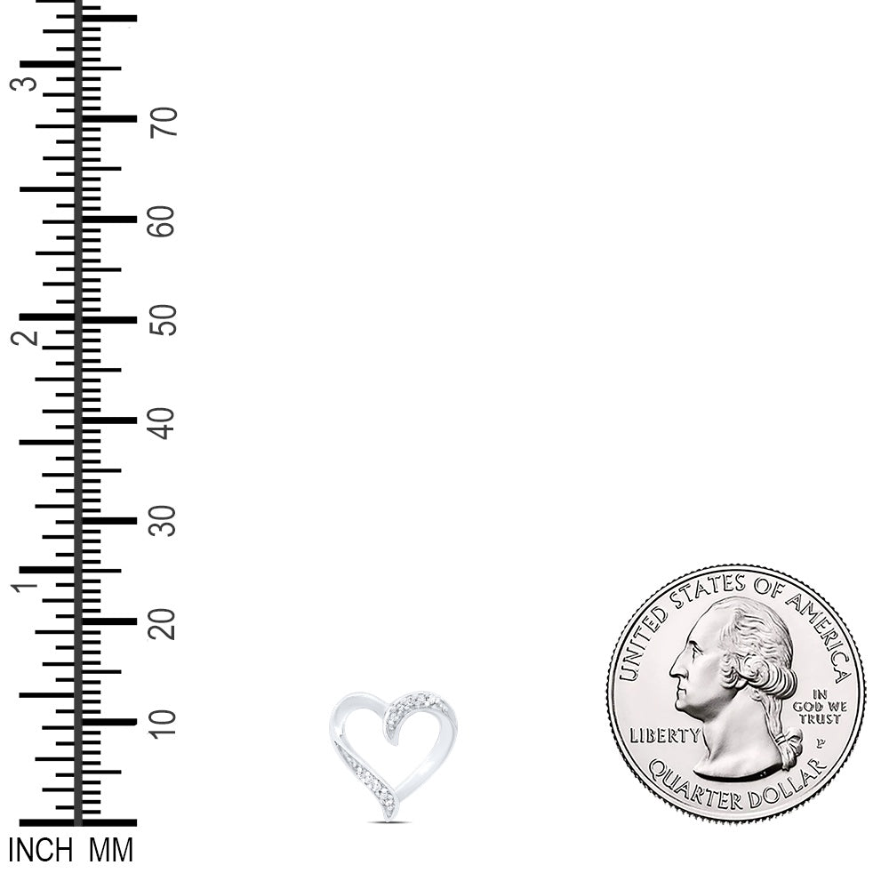 0.03 Ctw Natural Diamond Open Heart Pendant in 10k White Gold