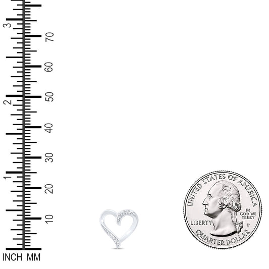 0.03 Ctw Natural Diamond Open Heart Pendant in 10k White Gold