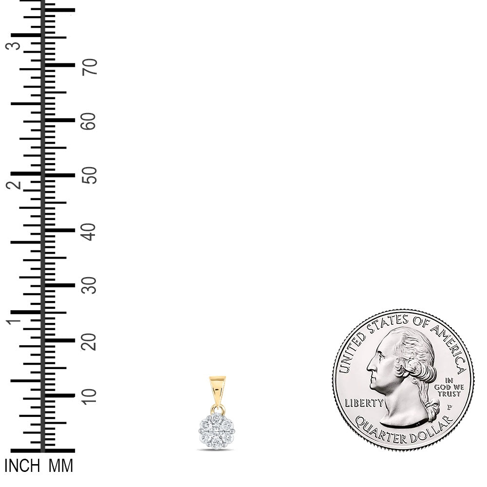 0.5 Ctw Natural Diamond Tiny Flower Pendant in 14k Yellow Gold