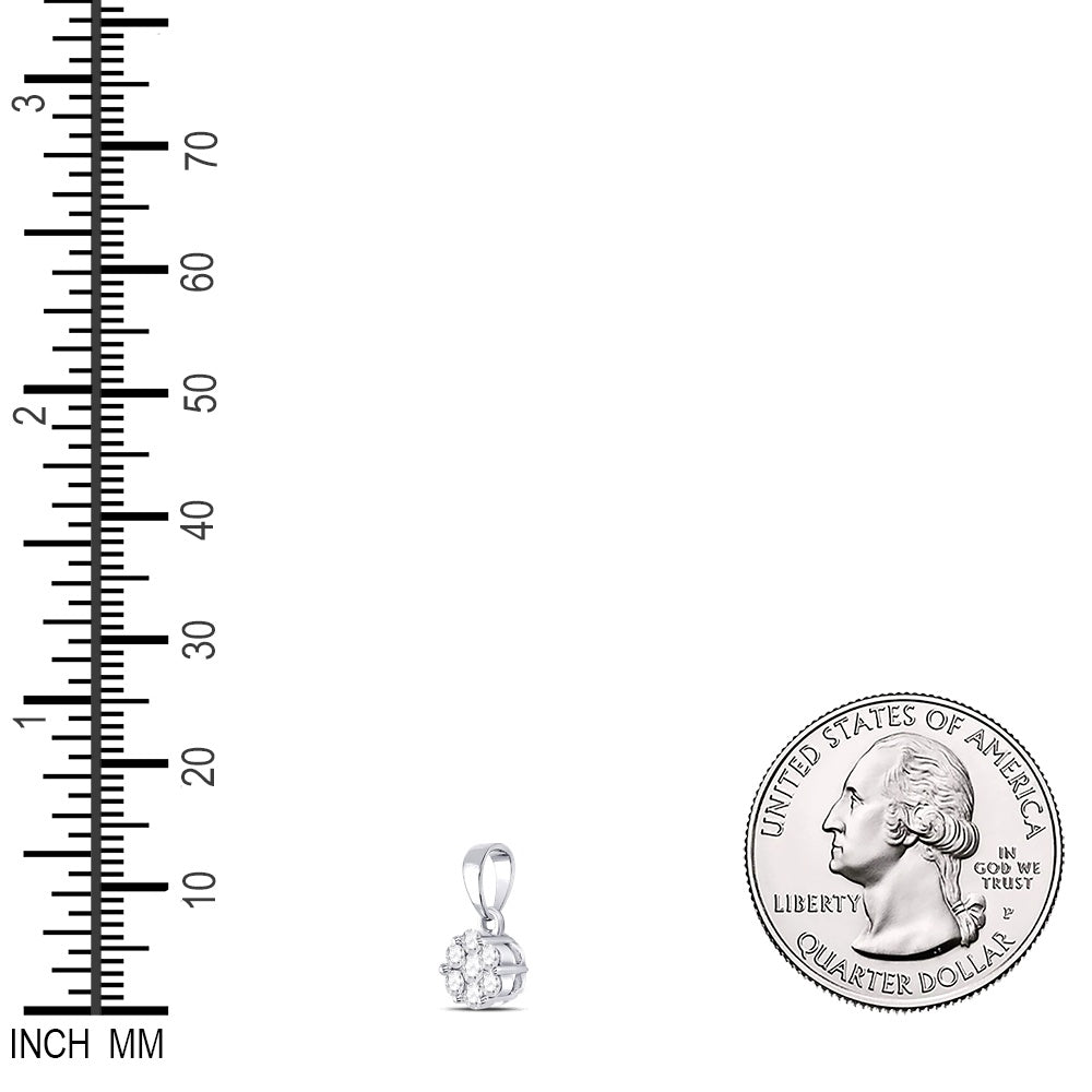 0.5 Ctw Natural Diamond Tiny Flower Pendant in 14k White Gold