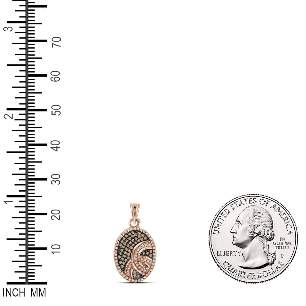 0.25 Ctw Natural Diamond Brown Chocolate Oval Pendant in 10k Rose Gold