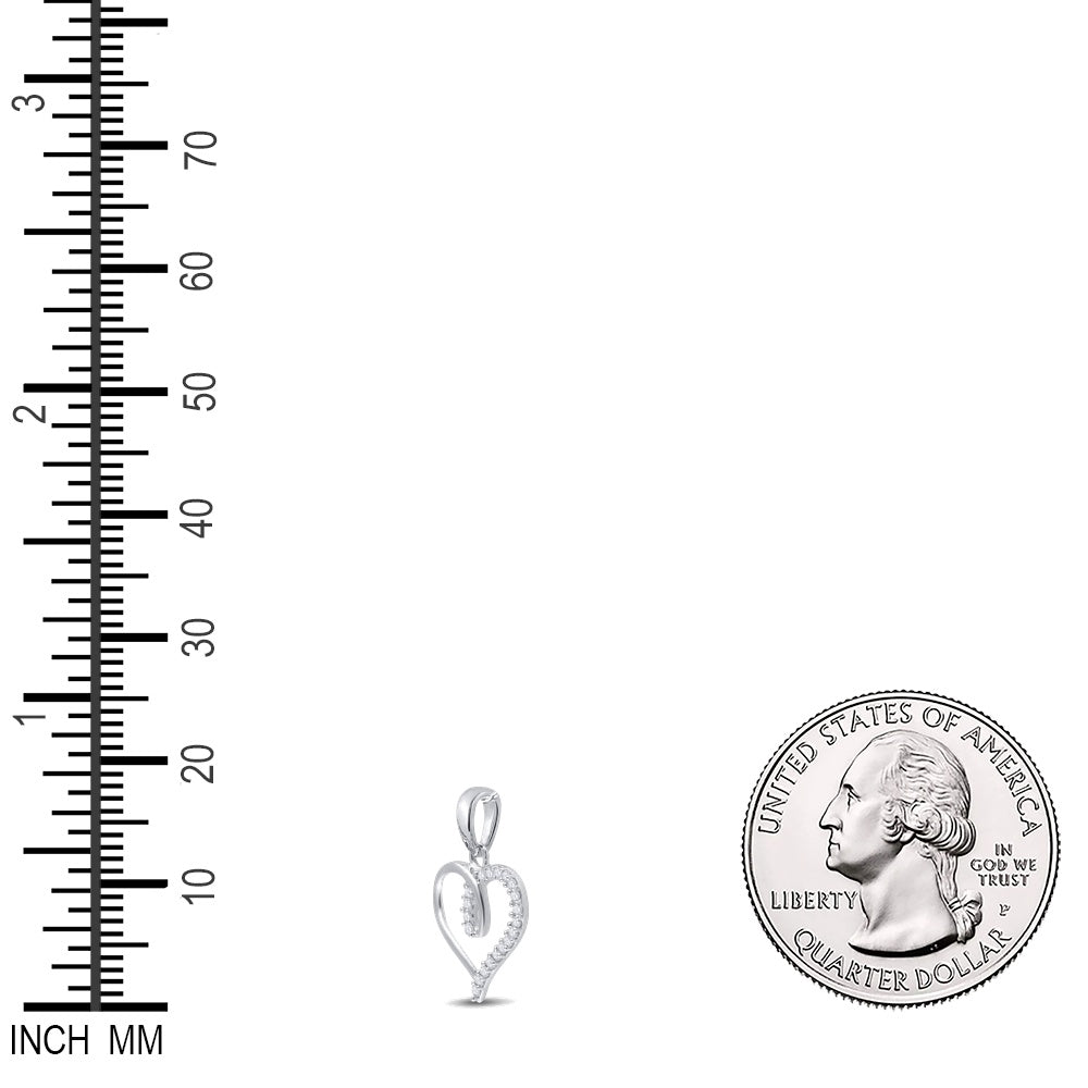 0.1 Ctw Natural Diamond Open Heart Pendant in 10k White Gold
