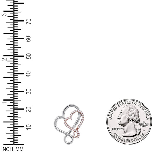 0.15 Ctw Natural Diamond Open Double Heart Pendant in 10k Rose Gold