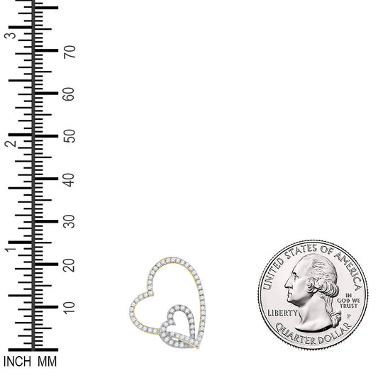 0.33 Ctw Natural Diamond Double Open Heart Pendant in 10k Yellow Gold