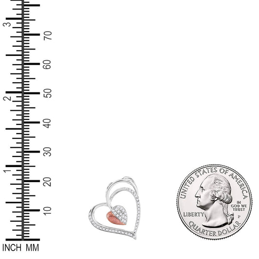 0.15 Ctw Natural Diamond Open Double Heart Pendant in 10k White Gold