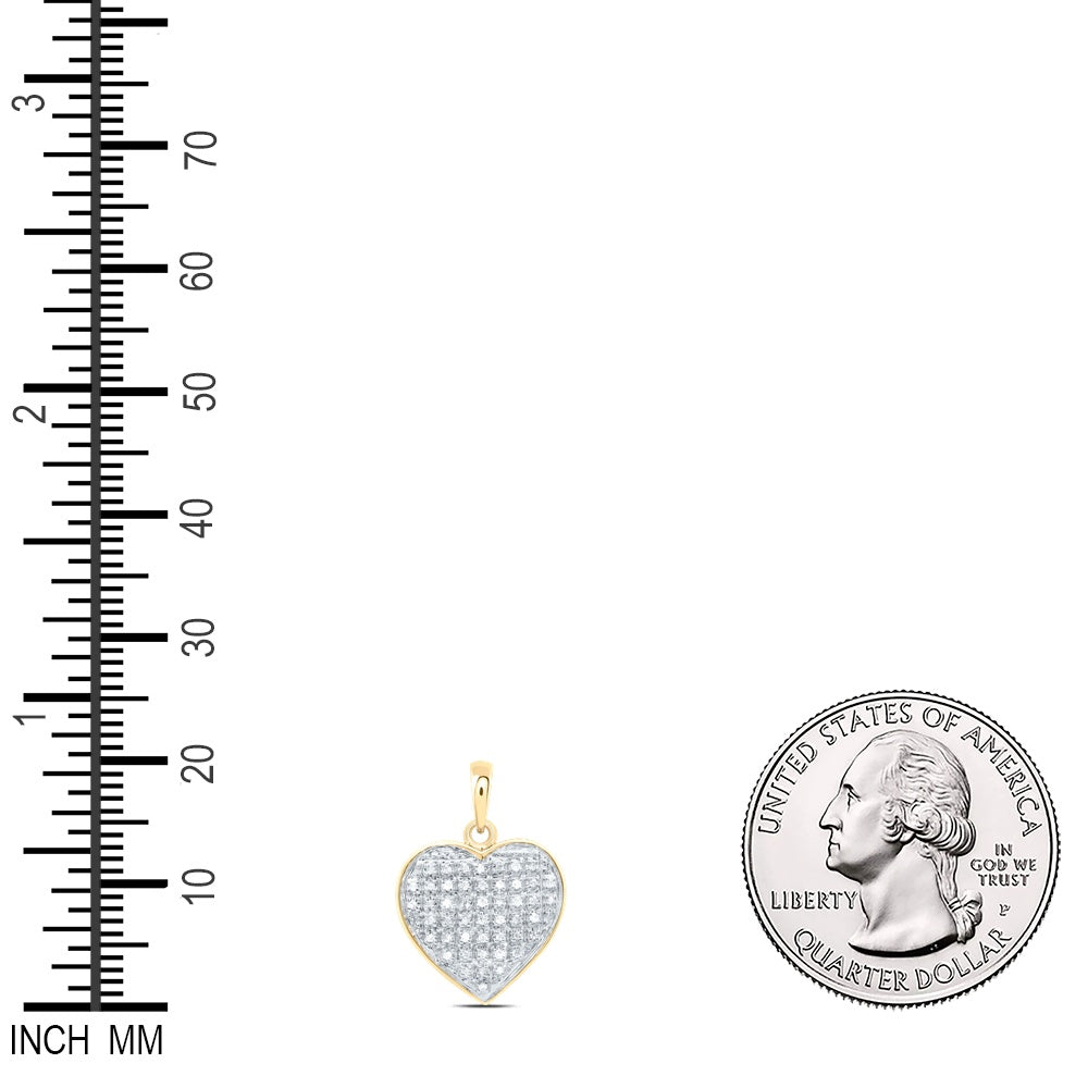 0.15 Ctw Natural Diamond Cluster Heart Pendant in 10k Yellow Gold