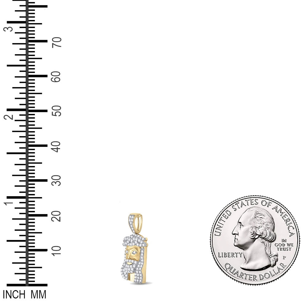 0.36 Ctw Natural Diamond Jesus Face Religious Pendant in 10k Yellow Gold