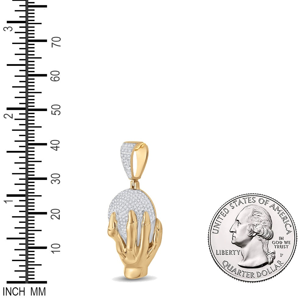 0.7 Ctw Natural Diamond World In My Hands Pendant in 10k Yellow Gold
