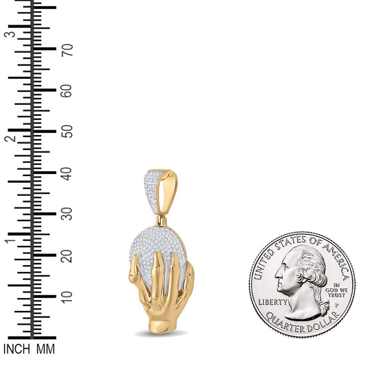 0.7 Ctw Natural Diamond World In My Hands Pendant in 10k Yellow Gold