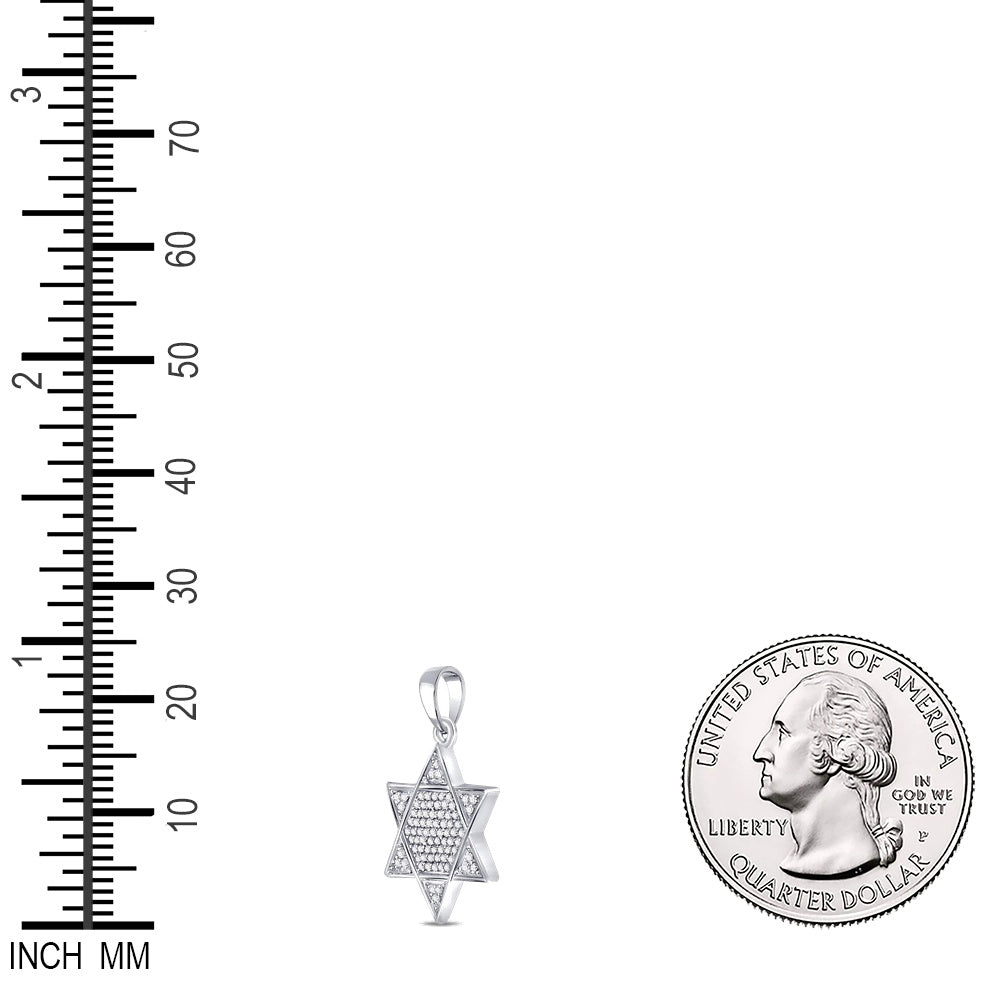 0.22 Ctw Natural Diamond Cluster Star Of David Pendant in 10k White Gold