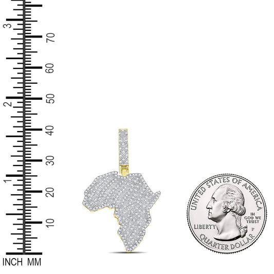 0.62 Ctw Natural Diamond Africa Continent Map Pendant in 10k Yellow Gold