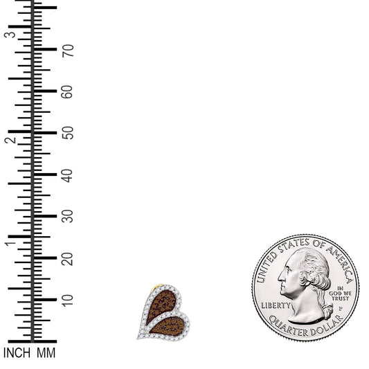 0.33 Ctw Natural Diamond Brown Heart Pendant in 10k Yellow Gold