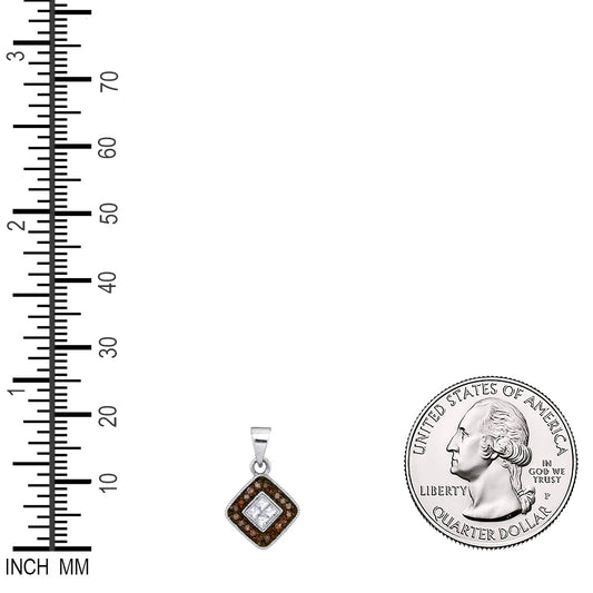 0.22 Ctw Natural Diamond Brown Chocolate Kite Shaped Pendant in 10k White Gold