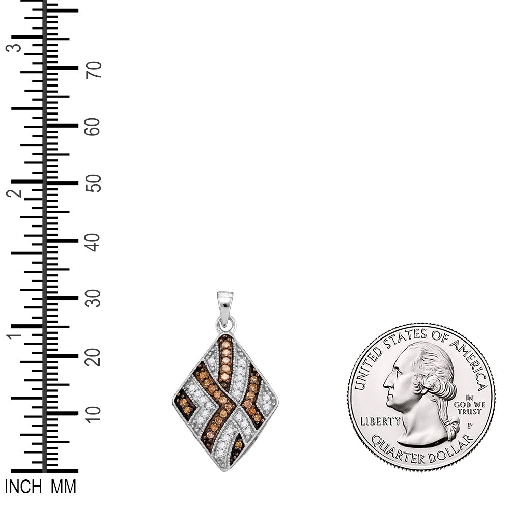 0.33 Ctw Natural Diamond Rhombus Diamond Shape Pendant in 10k White Gold