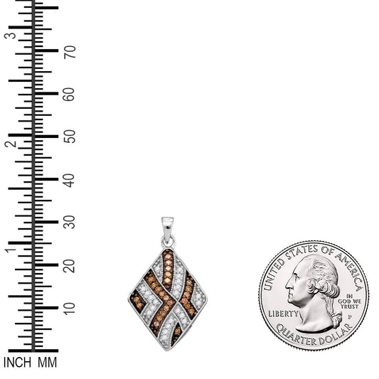 0.33 Ctw Natural Diamond Rhombus Diamond Shape Pendant in 10k White Gold