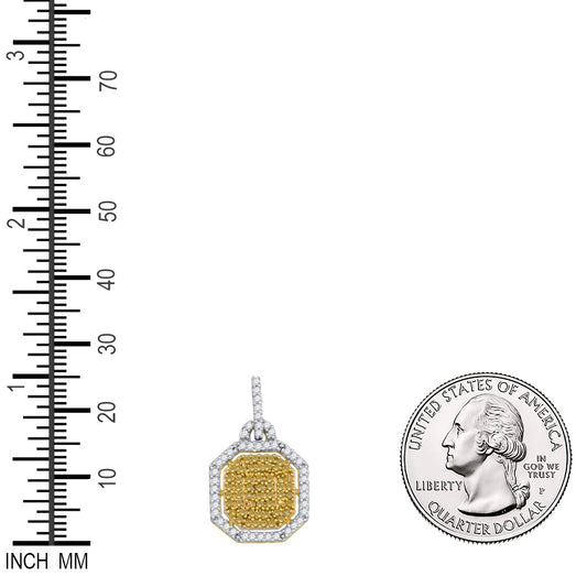 0.53 Ctw Natural Diamond Yellow Octagone Gift Pendant in 10k Yellow Gold