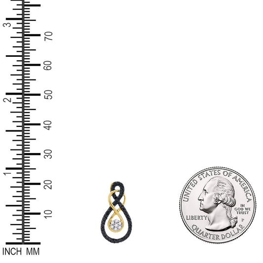 0.26 Ctw Natural Diamond Black White Double Infinity Pendant in 10k Yellow Gold