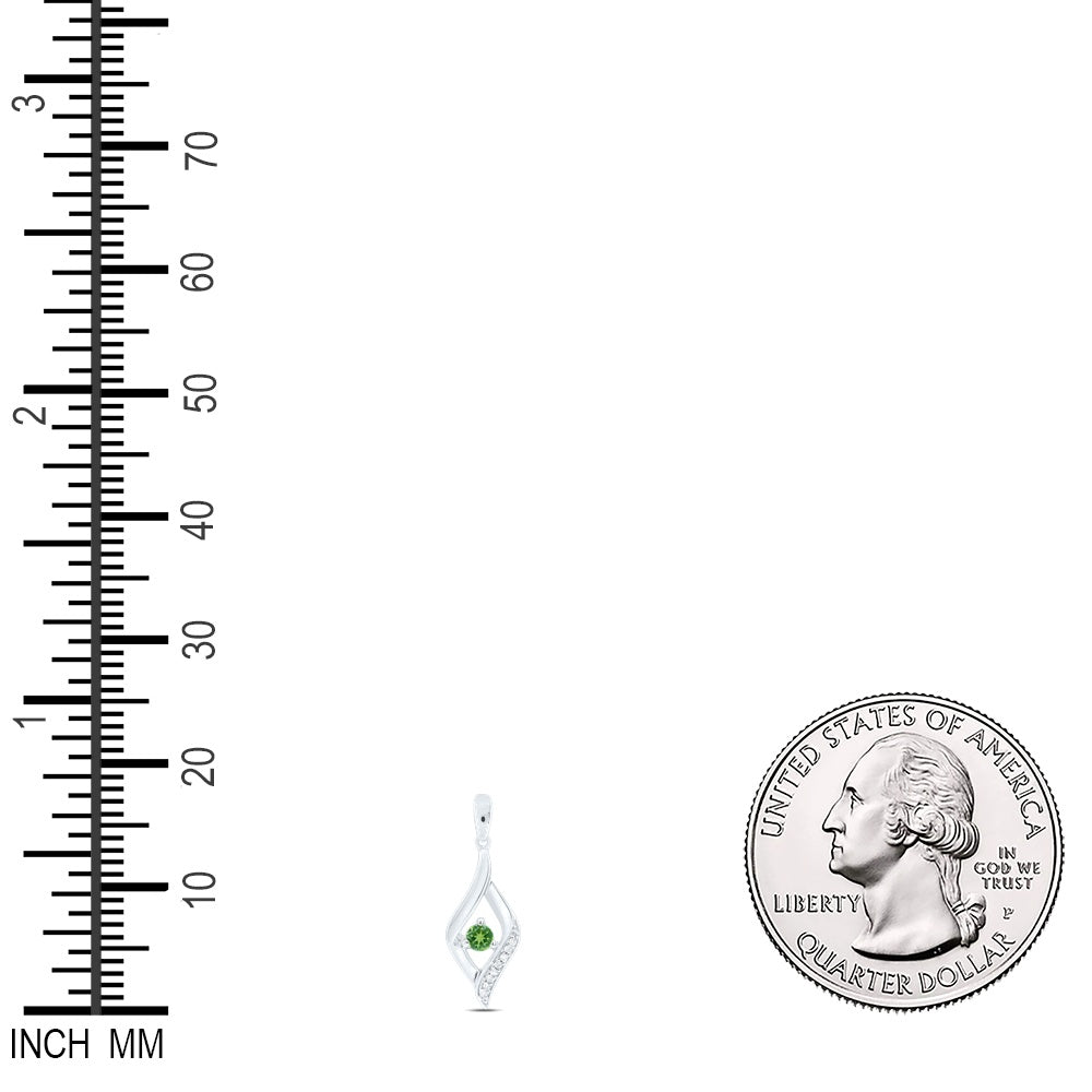 0.2 Ctw Natural Diamond Peridot and Diamond Accent Twist Pendant in Sterling Silver